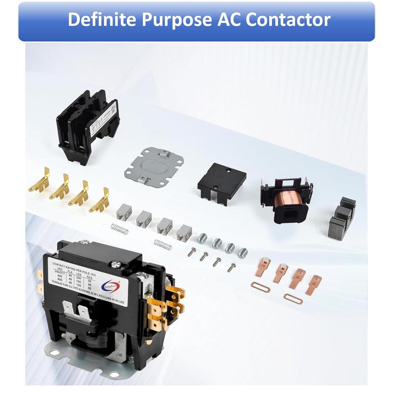 long term 2 Pole 40 Amp 24V Coil Definite Purpose Air Conditioner Contactor, Compressor Condenser AC Contactor Definite Purpose Contactor for Heat Pump, Refrigeration System - Image 5